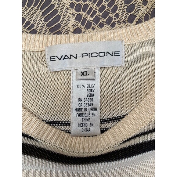 Vintage 90s Silk Blouse Size XL 1990s Evan Picone Knit Stripes Classic Retro - Picture 4 of 7